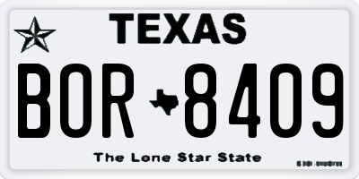 TX license plate BOR8409