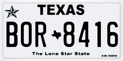 TX license plate BOR8416