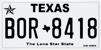 TX license plate BOR8418