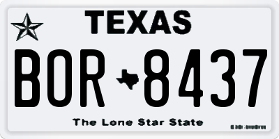 TX license plate BOR8437