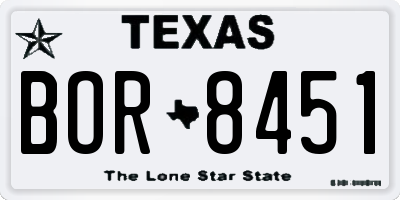 TX license plate BOR8451