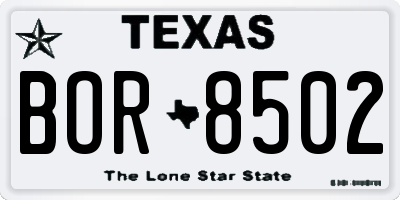 TX license plate BOR8502