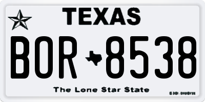 TX license plate BOR8538