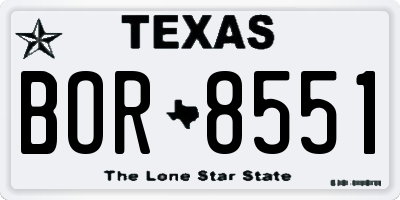 TX license plate BOR8551