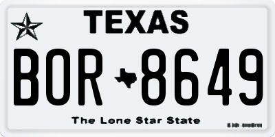 TX license plate BOR8649