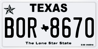 TX license plate BOR8670