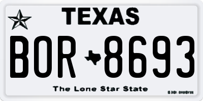 TX license plate BOR8693