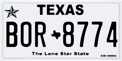 TX license plate BOR8774