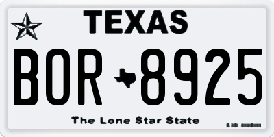 TX license plate BOR8925
