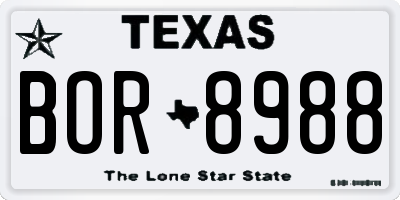 TX license plate BOR8988