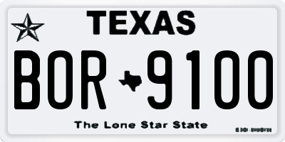 TX license plate BOR9100