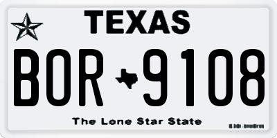 TX license plate BOR9108