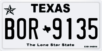 TX license plate BOR9135