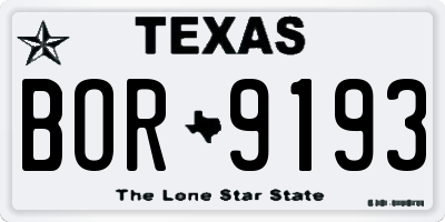 TX license plate BOR9193
