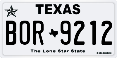 TX license plate BOR9212