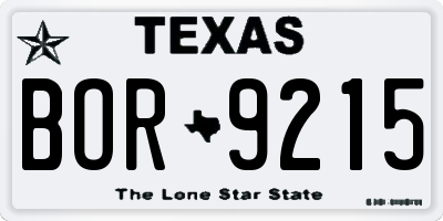 TX license plate BOR9215