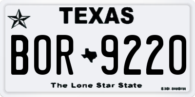 TX license plate BOR9220