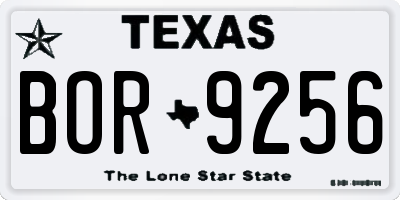 TX license plate BOR9256