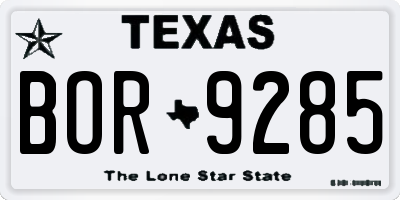 TX license plate BOR9285