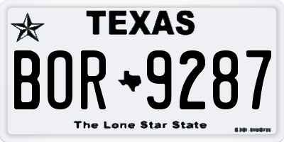 TX license plate BOR9287