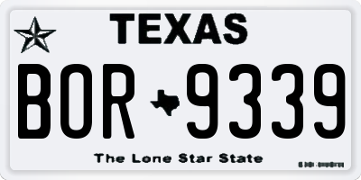 TX license plate BOR9339