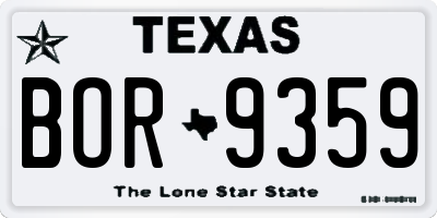 TX license plate BOR9359