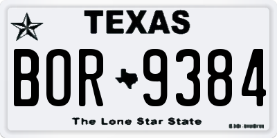 TX license plate BOR9384