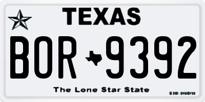 TX license plate BOR9392