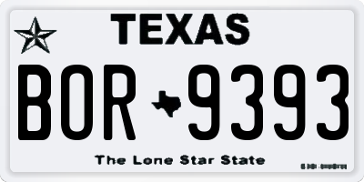 TX license plate BOR9393