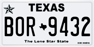 TX license plate BOR9432