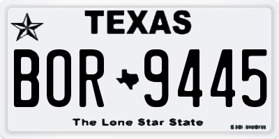 TX license plate BOR9445