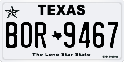 TX license plate BOR9467