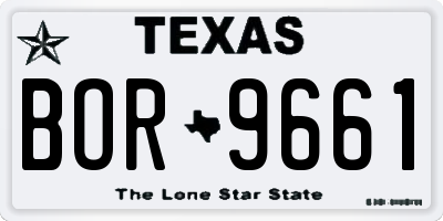 TX license plate BOR9661