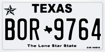 TX license plate BOR9764