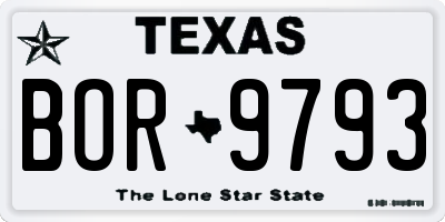 TX license plate BOR9793