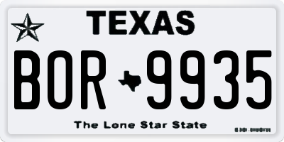 TX license plate BOR9935