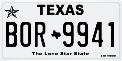 TX license plate BOR9941
