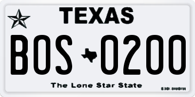 TX license plate BOS0200