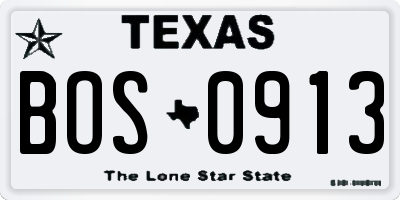 TX license plate BOS0913