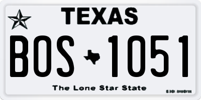 TX license plate BOS1051