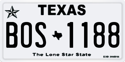 TX license plate BOS1188