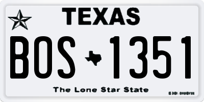 TX license plate BOS1351