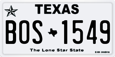 TX license plate BOS1549