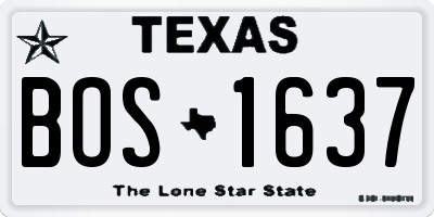 TX license plate BOS1637