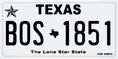 TX license plate BOS1851