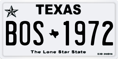 TX license plate BOS1972