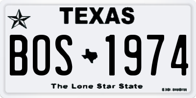 TX license plate BOS1974