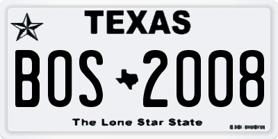 TX license plate BOS2008