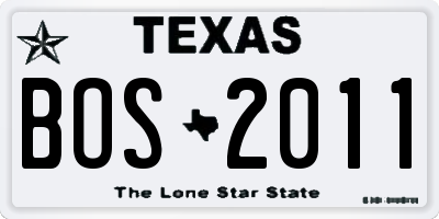 TX license plate BOS2011