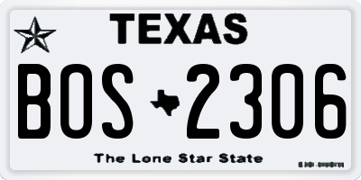 TX license plate BOS2306